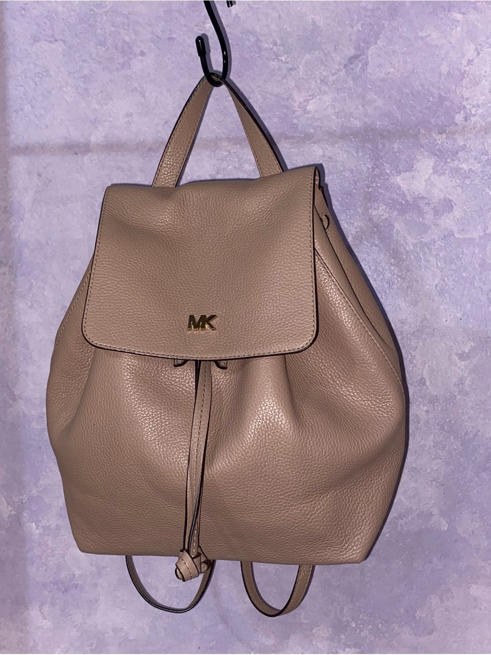 Michael Kors Pebbled Leather Backpack in Taupe Pink